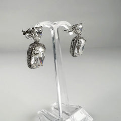 Cercei lungi zirconia cu prindere fluture din argint 925 - vedere 1