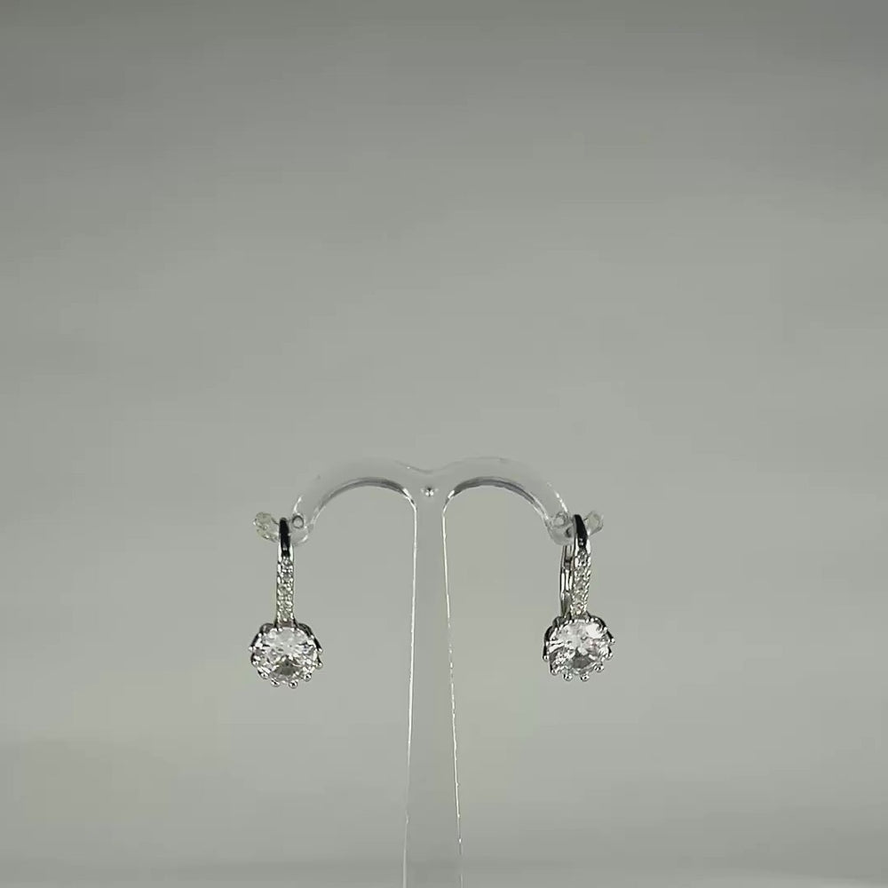 Cercei drop zirconia cu prindere leverback din argint 925 - video prezentare