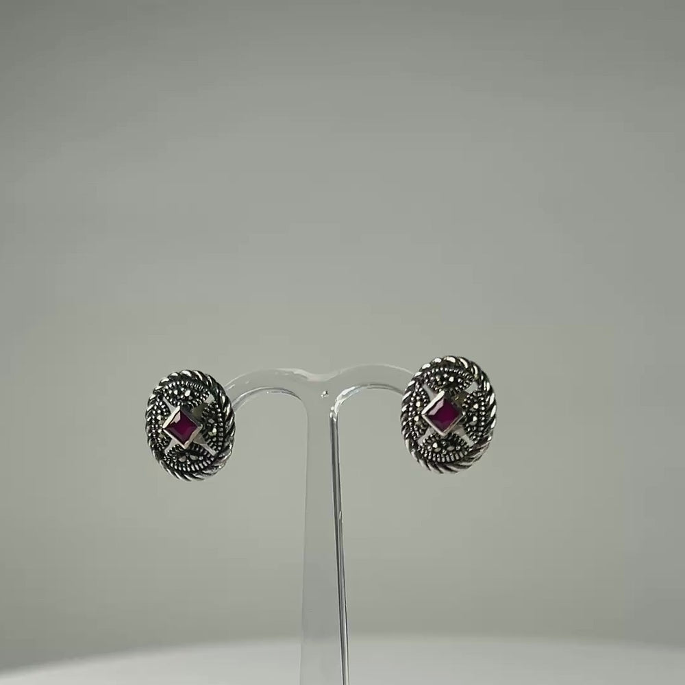 Cercei marcasite cu surub si fluture din argint 925 - video prezentare