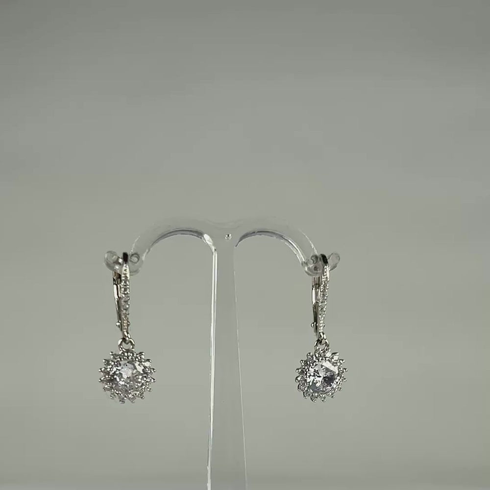 Cercei drop cu zirconia si prindere leverback din argint 925 - video prezentare