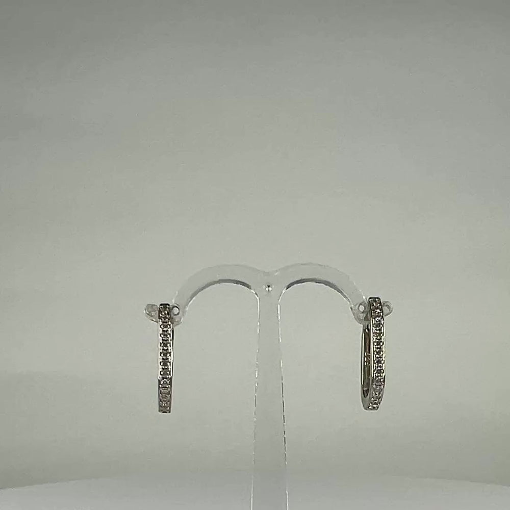 Cercei creole zirconia argint 925 leverback 17mm - video prezentare