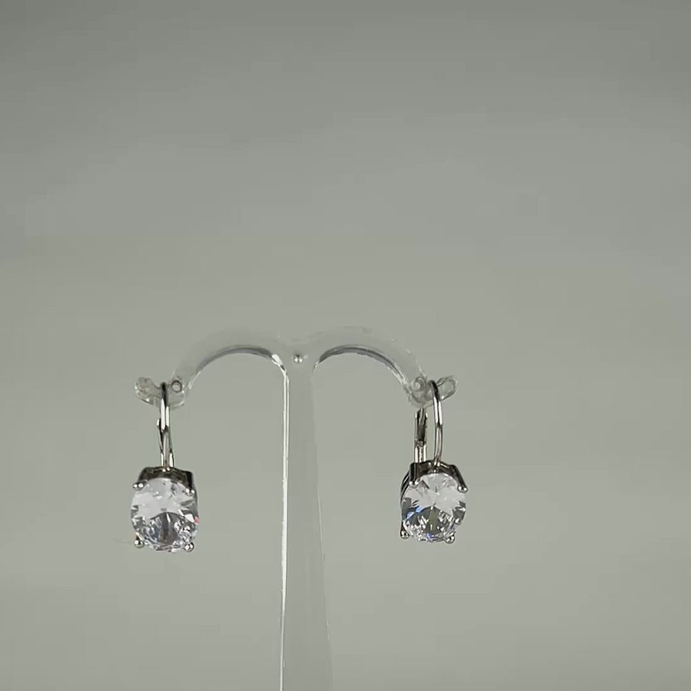 Cercei drop zirconia leverback argint 925 - 15mm - video prezentare