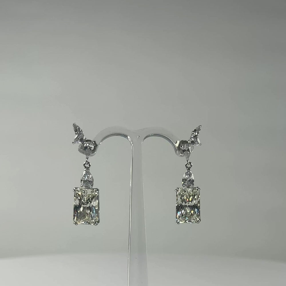 Cercei lungi zirconia cu fluture din argint 925 - 24mm - video prezentare