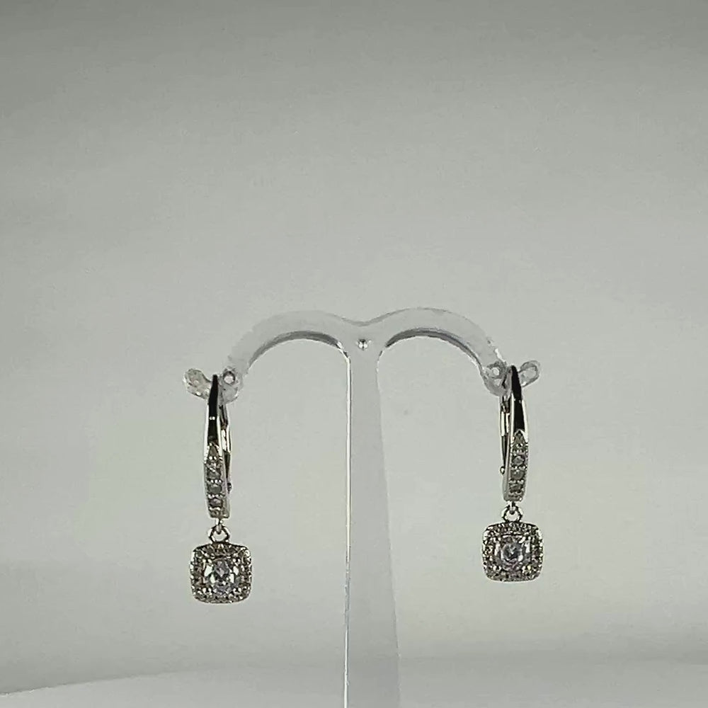 Cercei drop zirconia cu prindere leverback din argint 925 - video prezentare