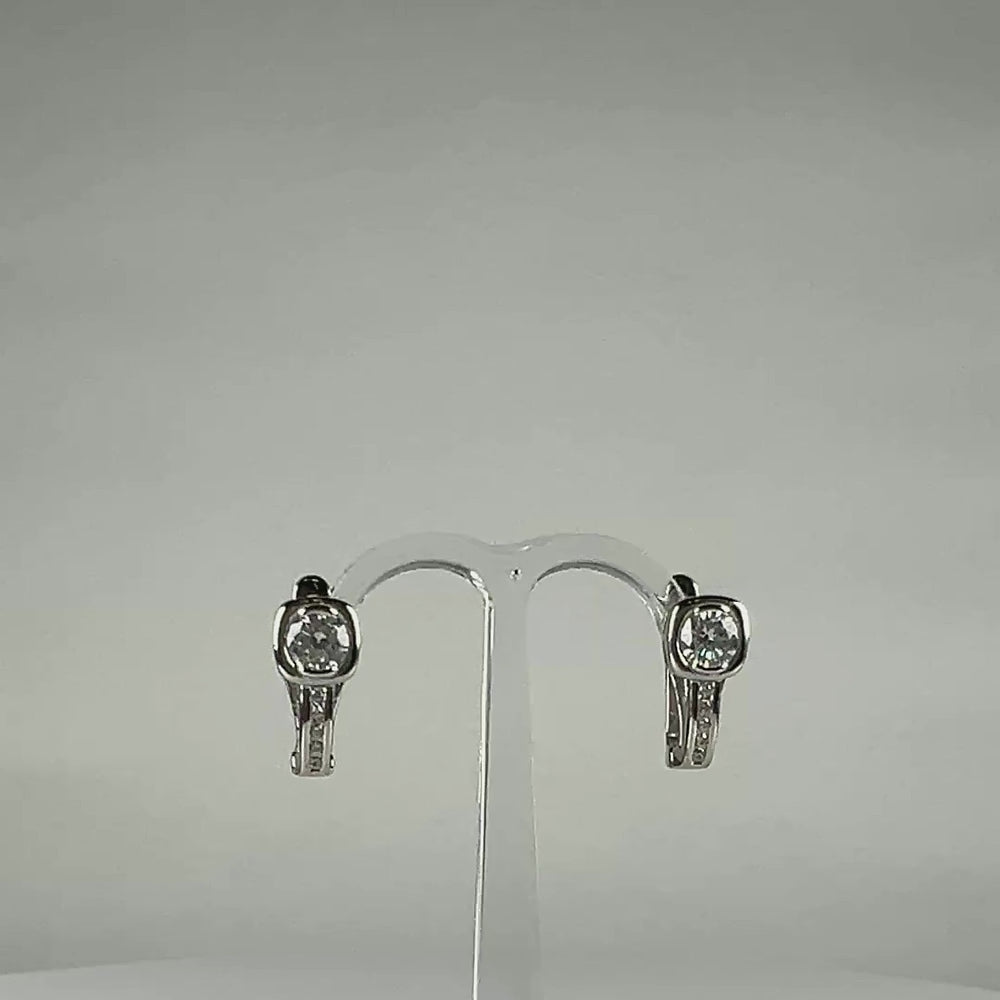 Cercei drop zirconia leverback argint 925 eleganti 15mm - video prezentare