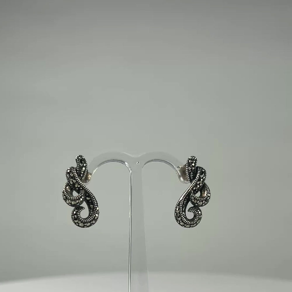 Cercei marcasite cu surub si fluture din argint 925 - video prezentare