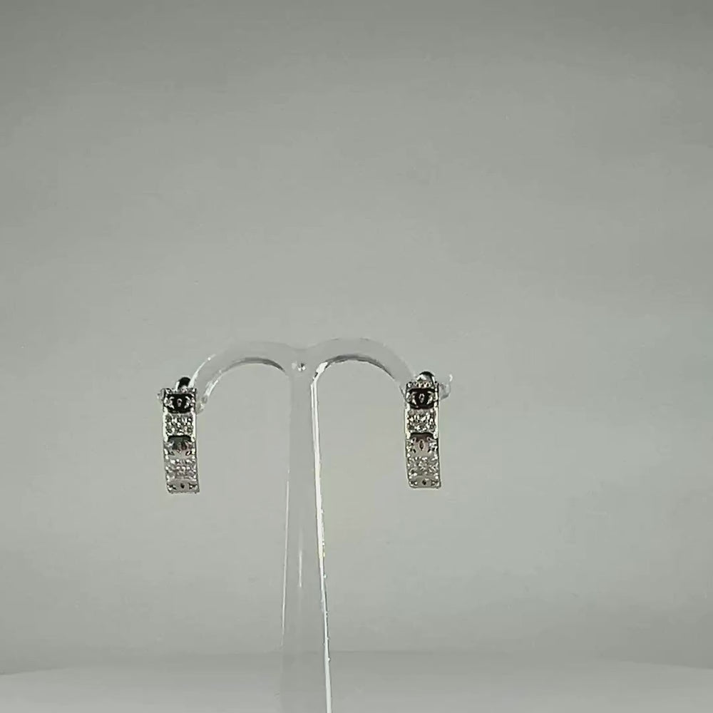 Cercei creole zirconia lever-back argint 925 14mm - video prezentare