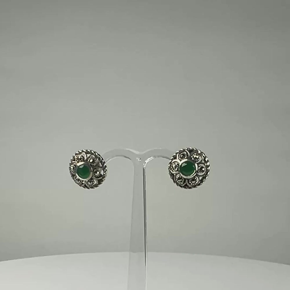 Cercei marcasite cu surub si fluture din argint 925 - video prezentare