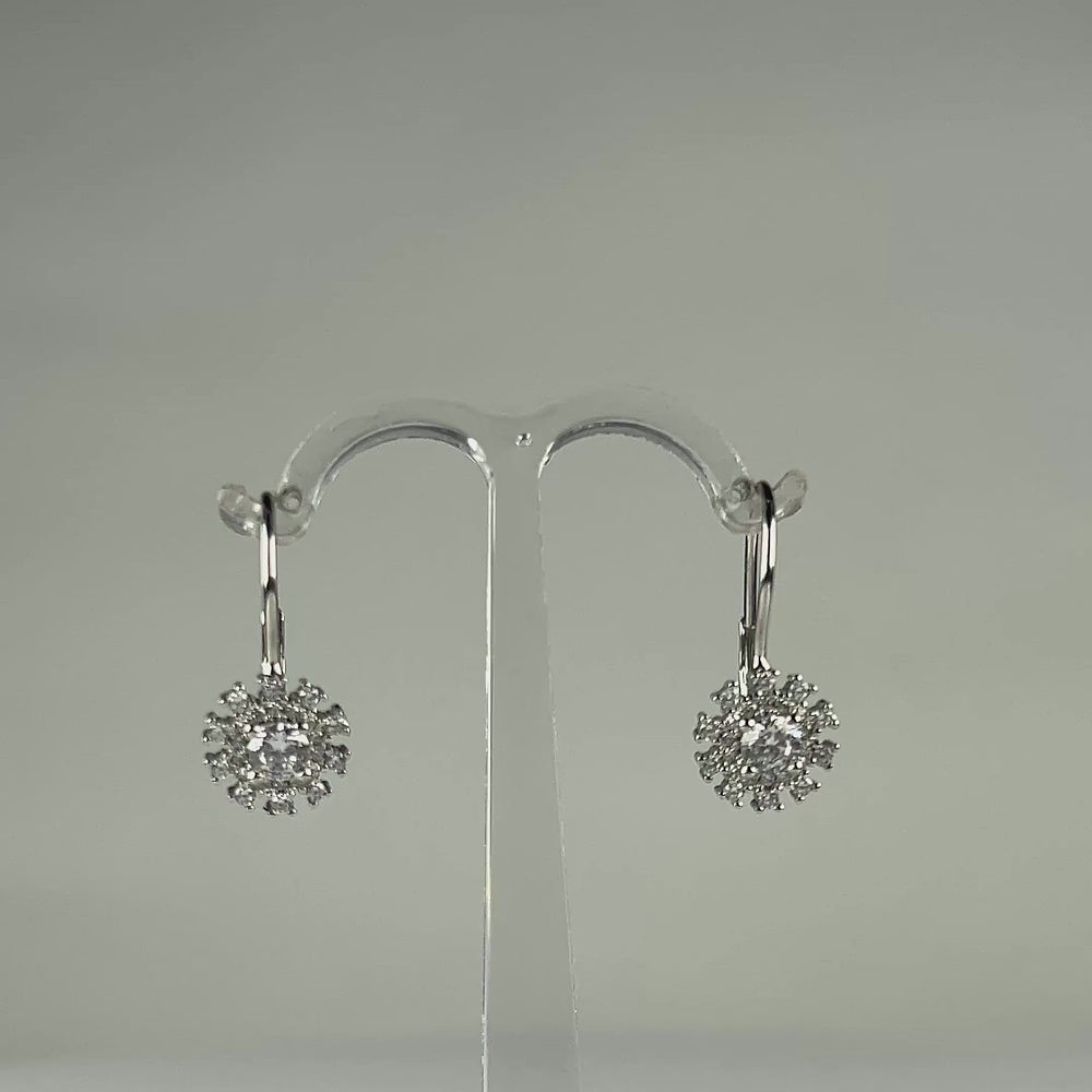 Cercei drop zirconia cu prindere leverback din argint 925 - video prezentare