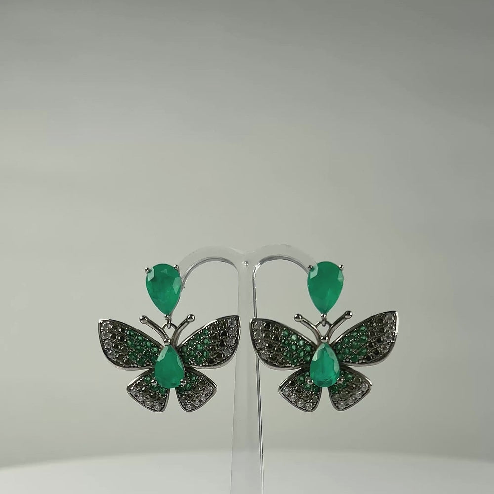 Cercei lungi Paraiba cu fluture din argint 925 - 28mm - video prezentare
