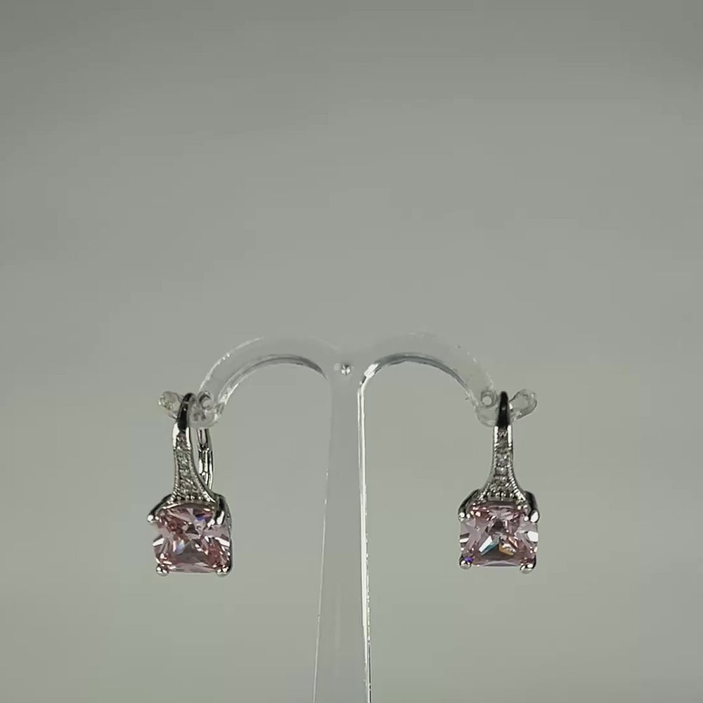 Cercei drop zirconia cu prindere leverback din argint 925 - video prezentare