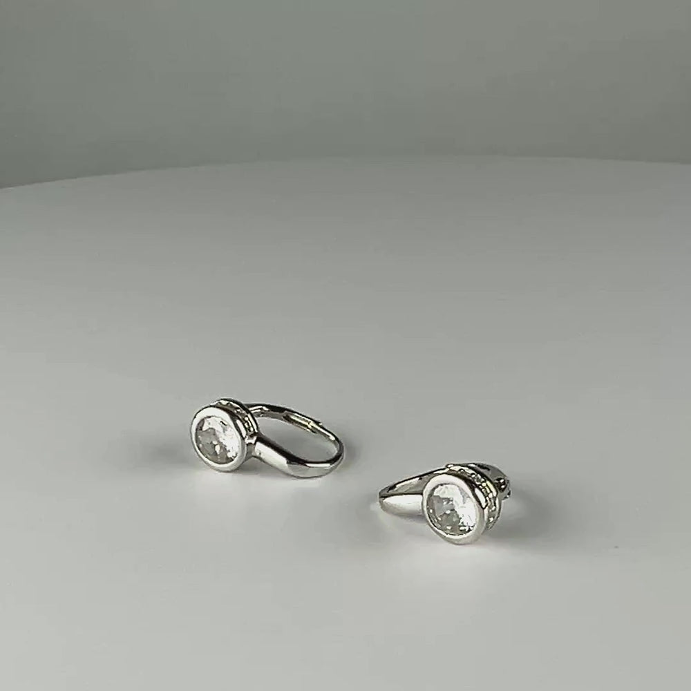 Cercei drop zirconia leverback argint 925 20mm - video prezentare