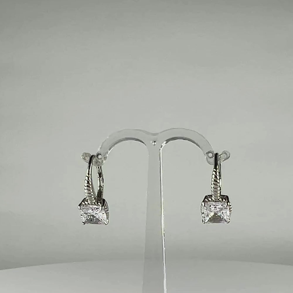 Cercei drop zirconia leverback din argint 925 - 16mm - video prezentare