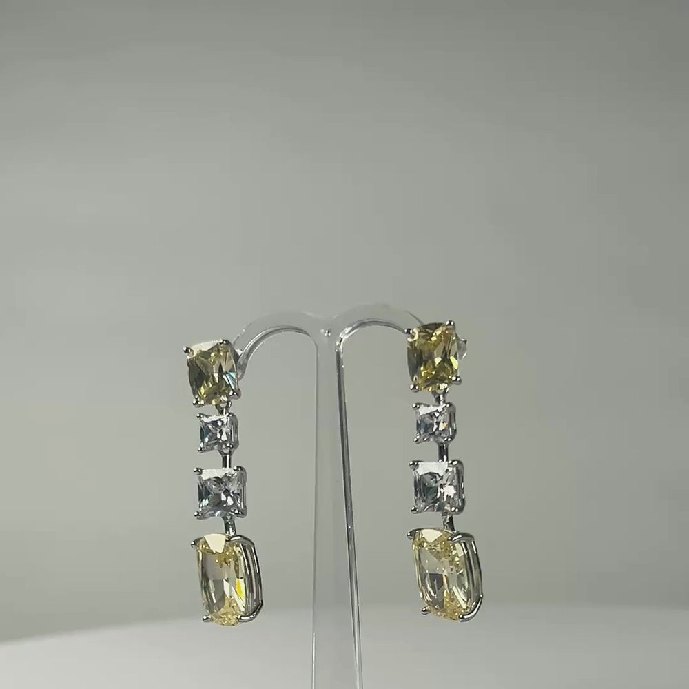 Cercei lungi zirconia cu prindere fluture din argint 925 - video prezentare