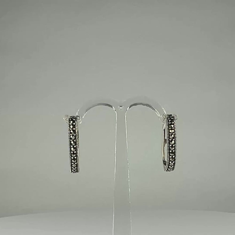 Cercei creole marcasite argint 925 - 19mm - video prezentare