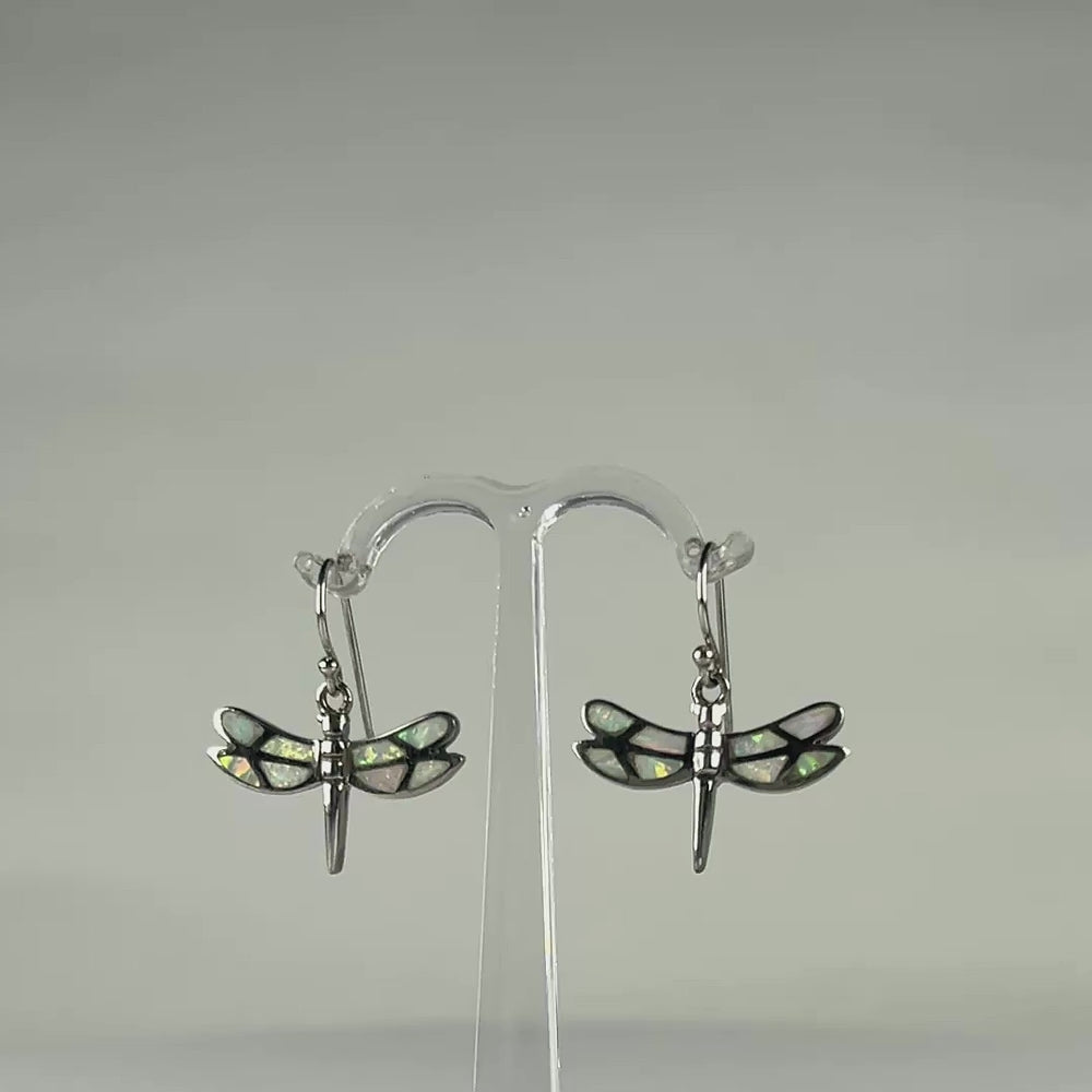 Cercei drop opal din argint 925 cu carlig fishhook 20mm - video prezentare
