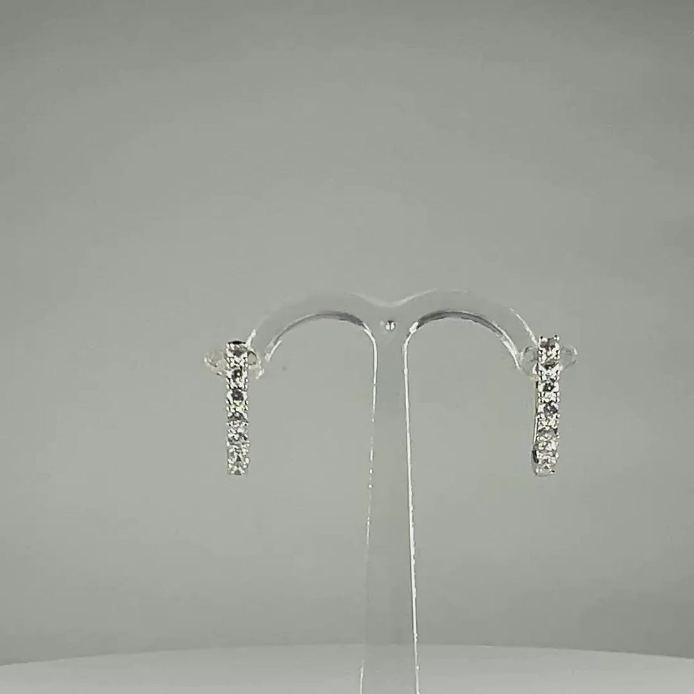 Cercei creole argint 925 cu zirconia si prindere leverback 13mm - video prezentare