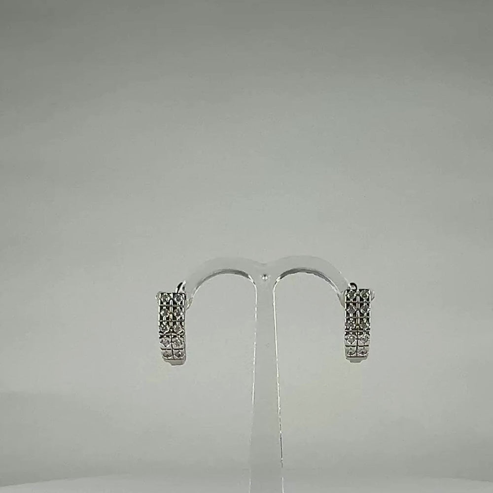 Cercei creole zirconia leverback argint 925, 13mm - video prezentare