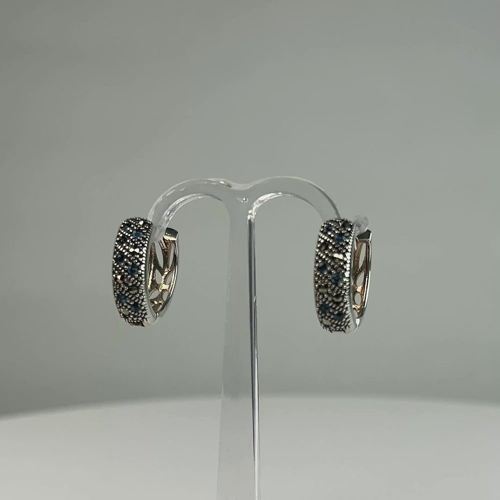 Cercei creole marcasite din argint 925, 16mm - video prezentare