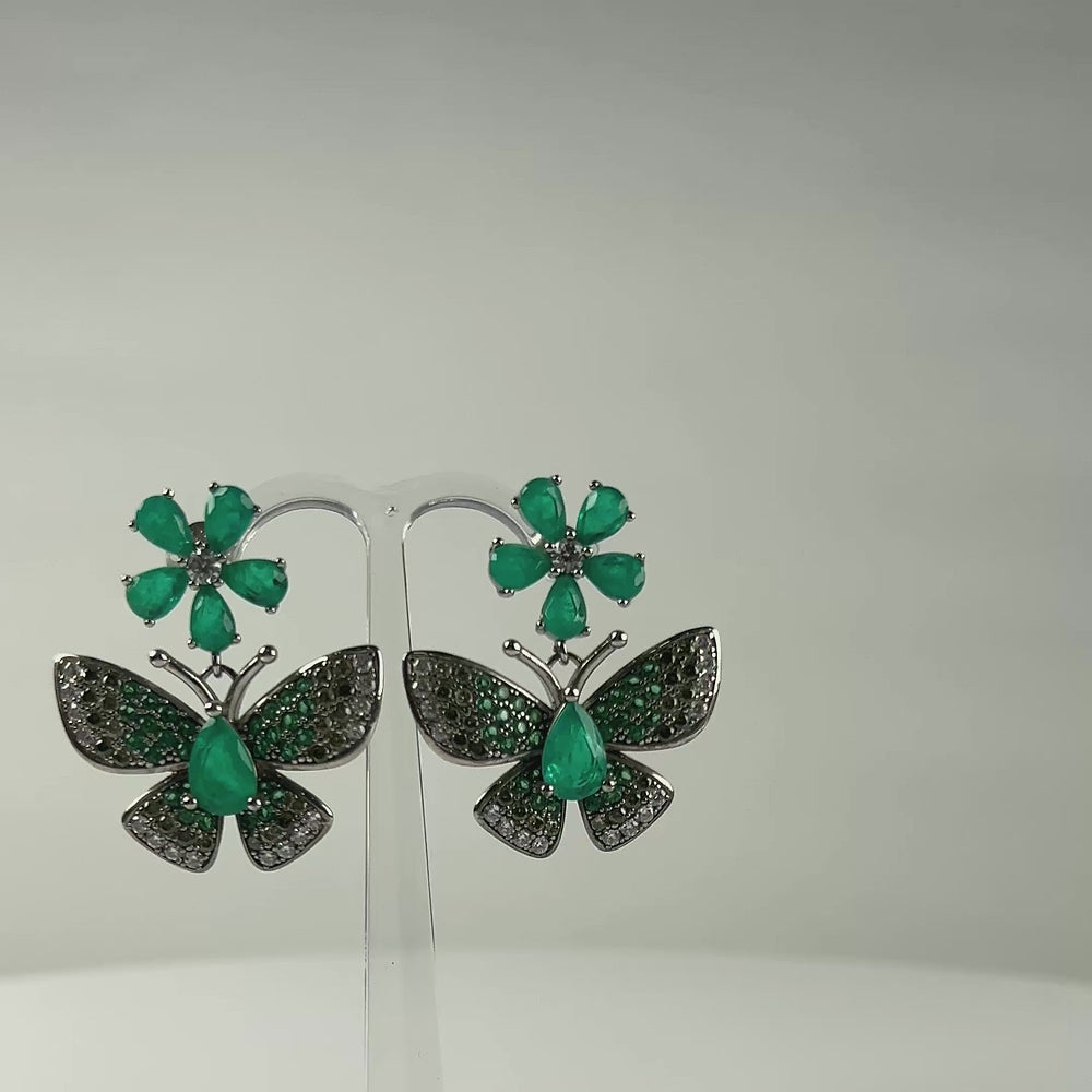Cercei lungi Paraiba cu fluture din argint 925 - 28mm - video prezentare