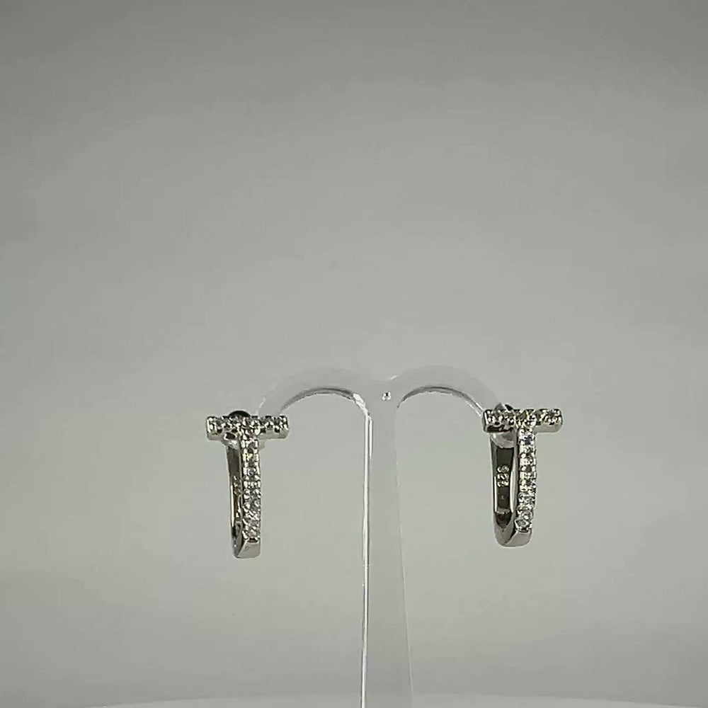 Cercei creole zirconia leverback argint 925 16mm - video prezentare