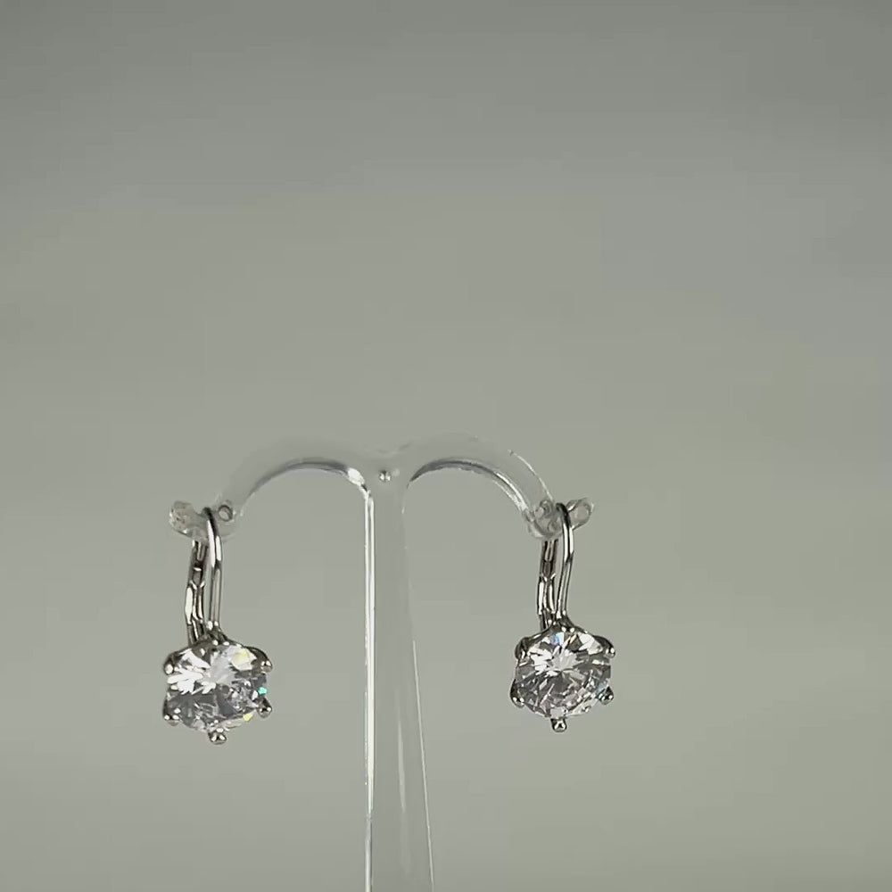 Cercei drop zirconia cu prindere leverback din argint 925 - video prezentare