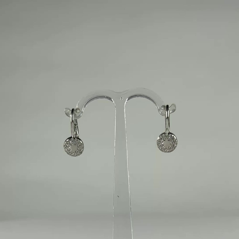 Cercei drop zirconia leverback din argint 925 - 14mm - video prezentare