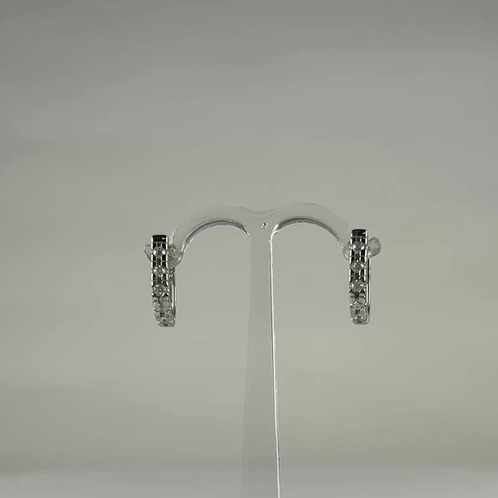 Cercei creole zirconia leverback argint 925 14mm - video prezentare