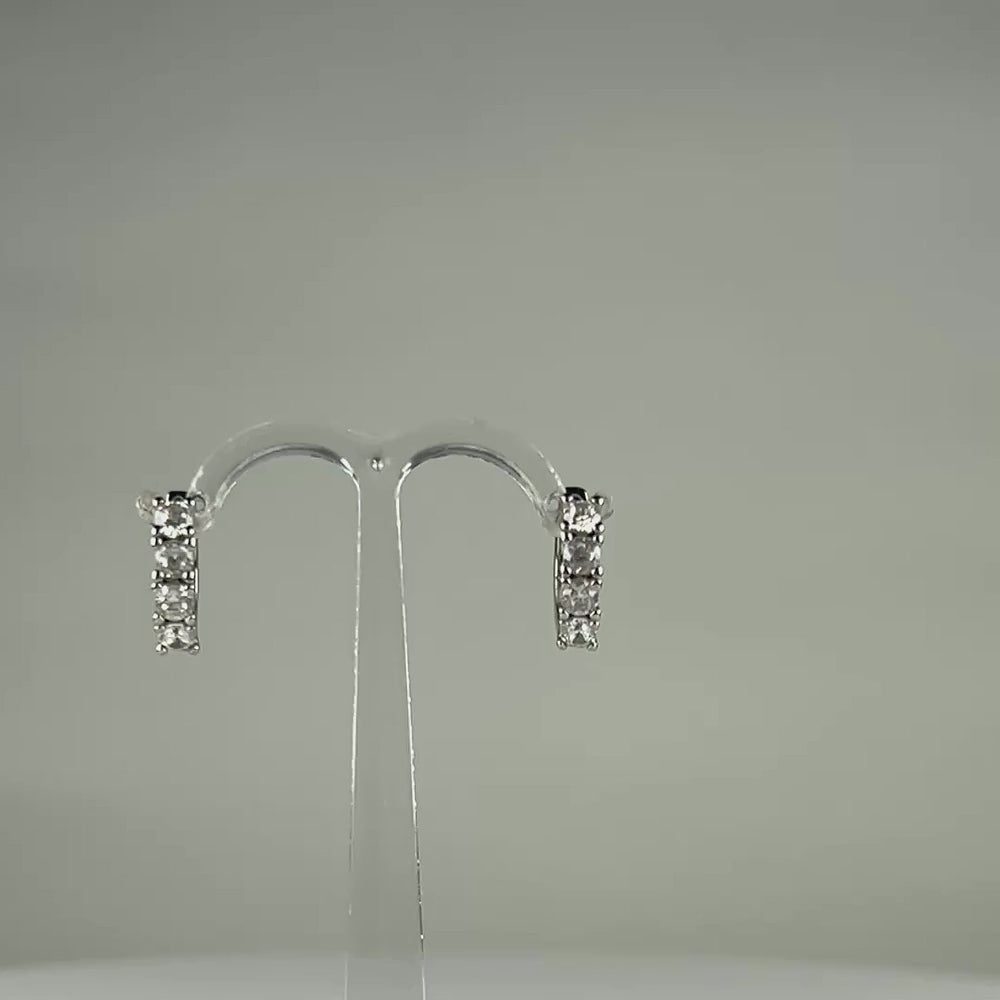 Cercei creole argint 925 cu zirconia si prindere leverback 11mm - video prezentare