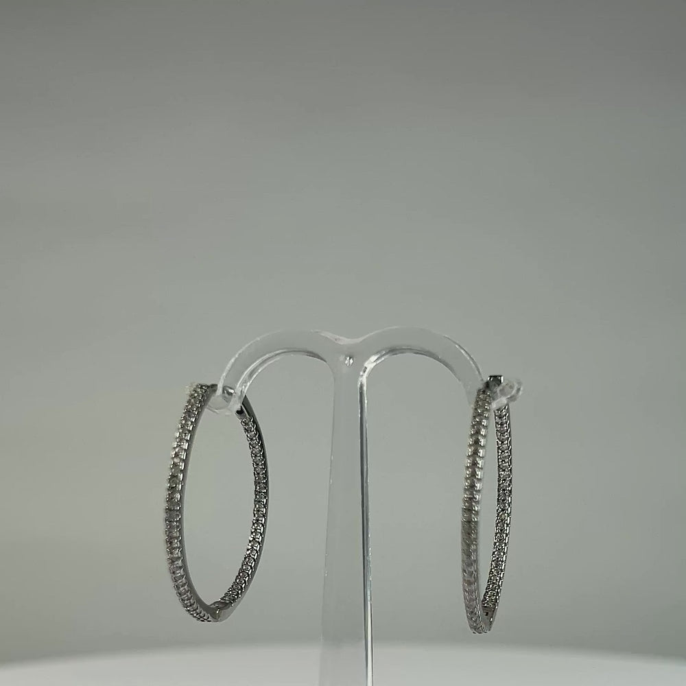 Cercei creole argint 925 cu zirconia 23mm - video prezentare