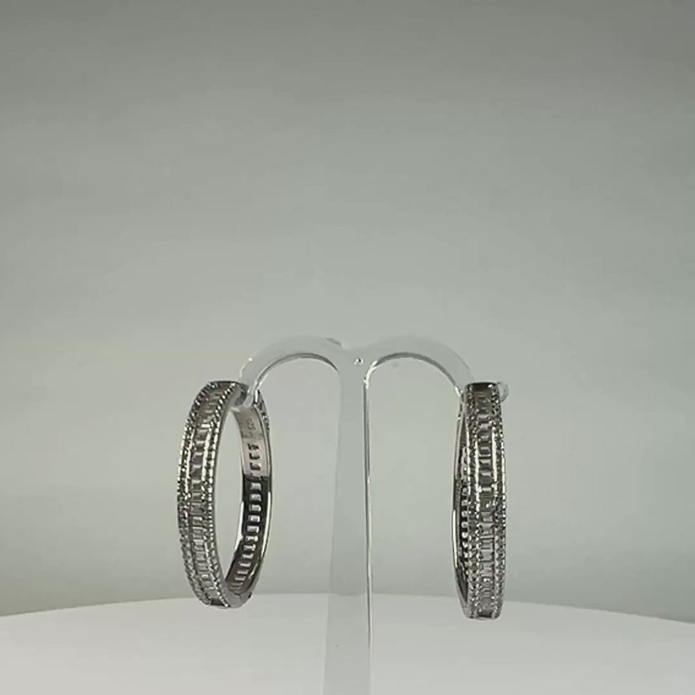 Cercei creole argint 925 cu zirconia - 30mm continui - video prezentare