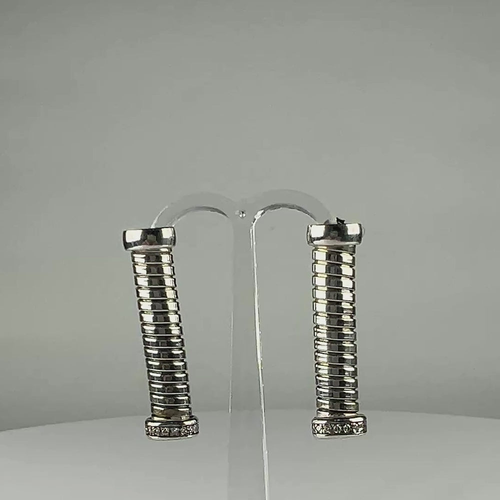 Cercei cu zirconia si surub din argint 925, 35mm - video prezentare