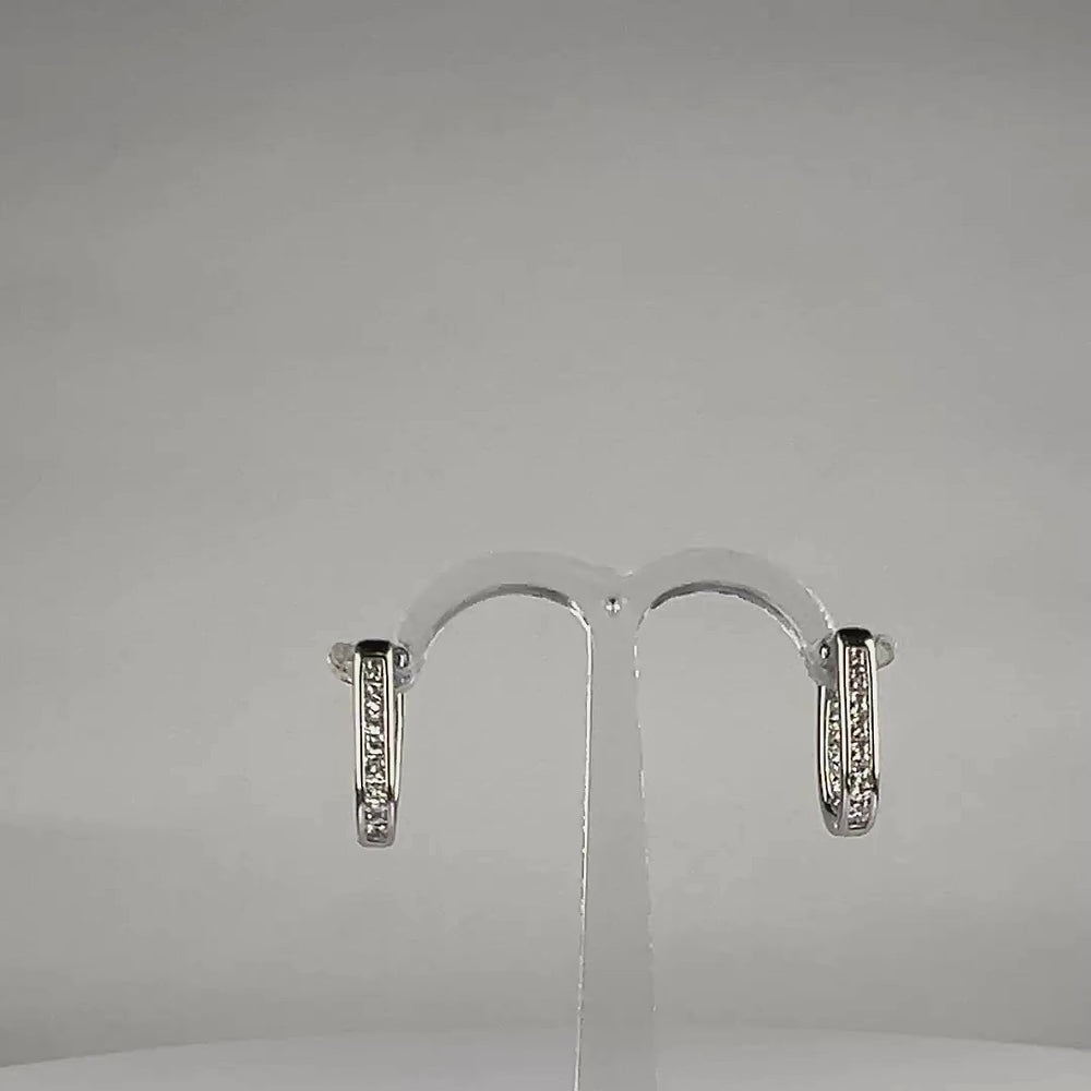 Cercei creole zirconia lever-back din argint 925 13mm - video prezentare