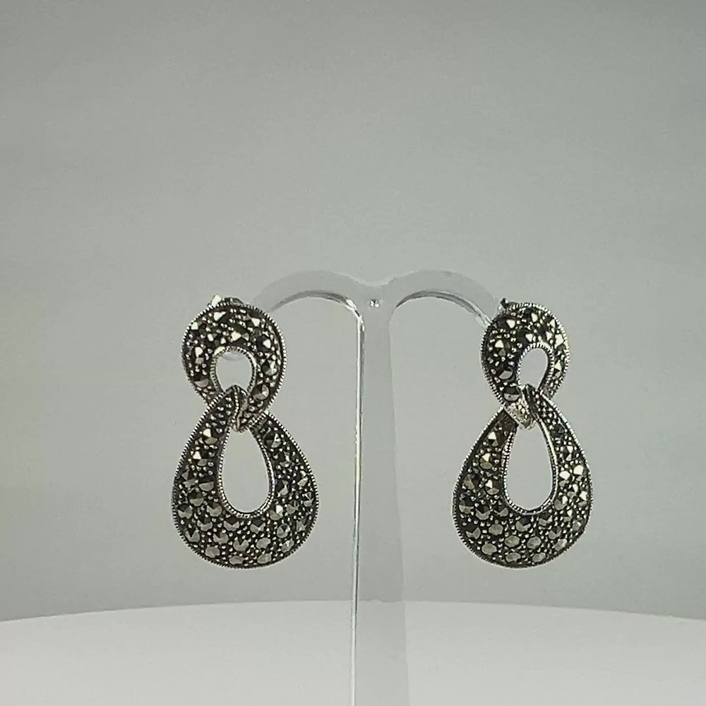Cercei lungi marcasite cu fluture din argint 925 - video prezentare