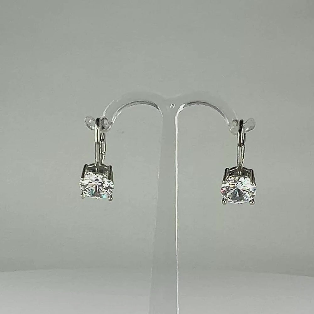 Cercei drop zirconia cu prindere leverback din argint 925 - video prezentare