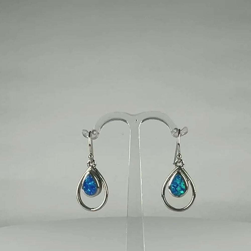 Cercei drop opal cu carlig din argint 925 - 15mm - video prezentare