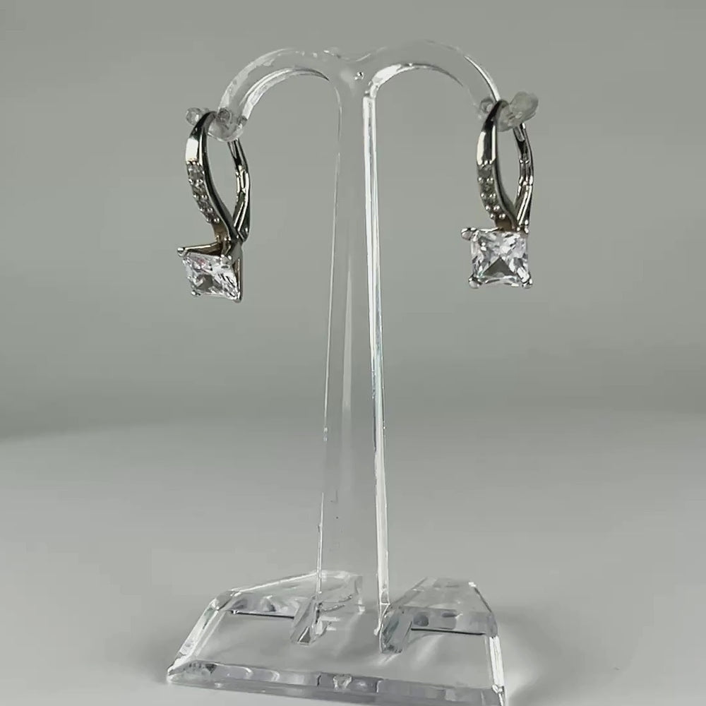 Cercei drop argint 925 cu zirconia si leverback elegant - video prezentare