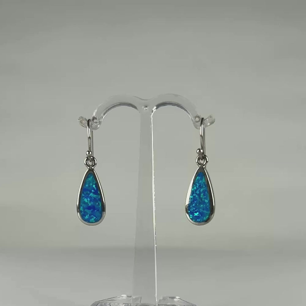 Cercei drop opal din argint 925 cu prindere fishhook - video prezentare