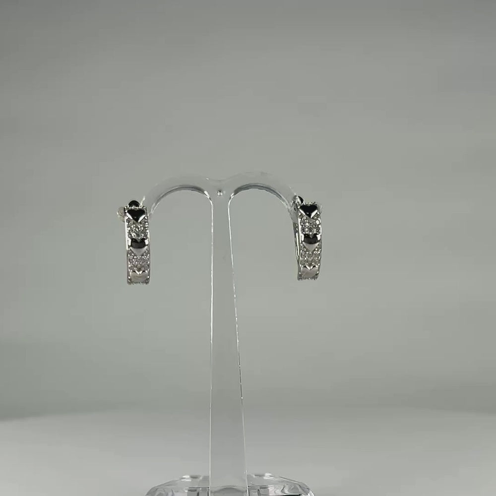 Cercei creole argint 925 cu zirconia si prindere leverback 14mm - video prezentare
