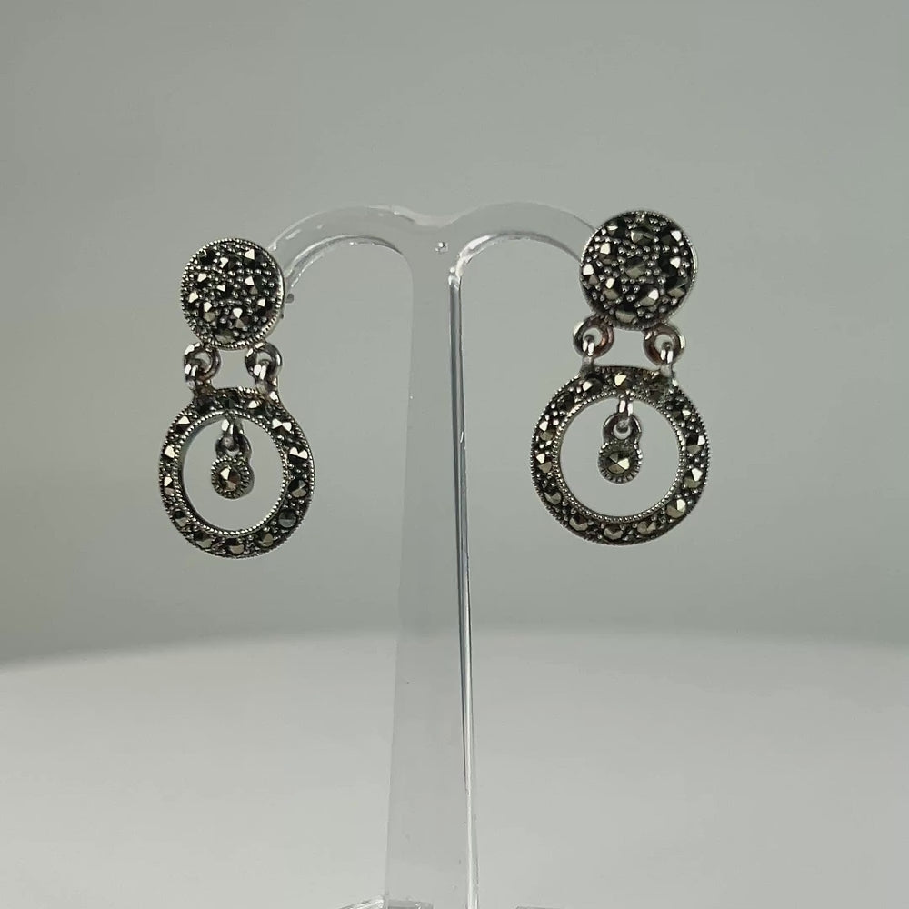 Cercei lungi marcasite cu prindere fluture din argint 925 - video prezentare