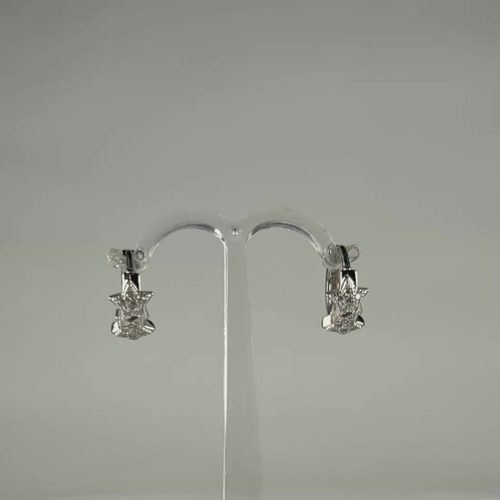 Cercei creole argint 925 cu zirconia si prindere leverback 13mm - video prezentare