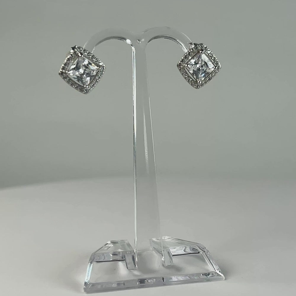 Cercei cu zirconia si surub din argint 925, 10mm - video prezentare