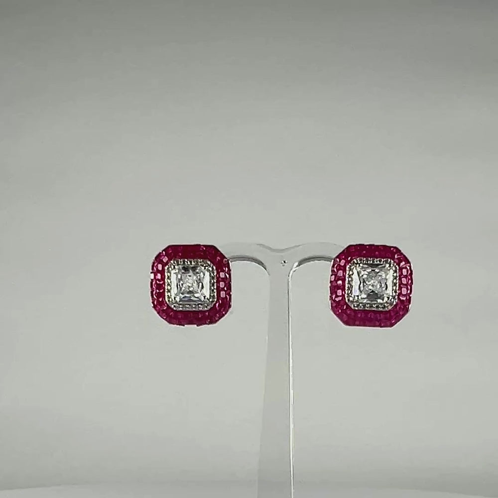 Cercei zirconia cu surub si fluture din argint 925 - 13mm - video prezentare