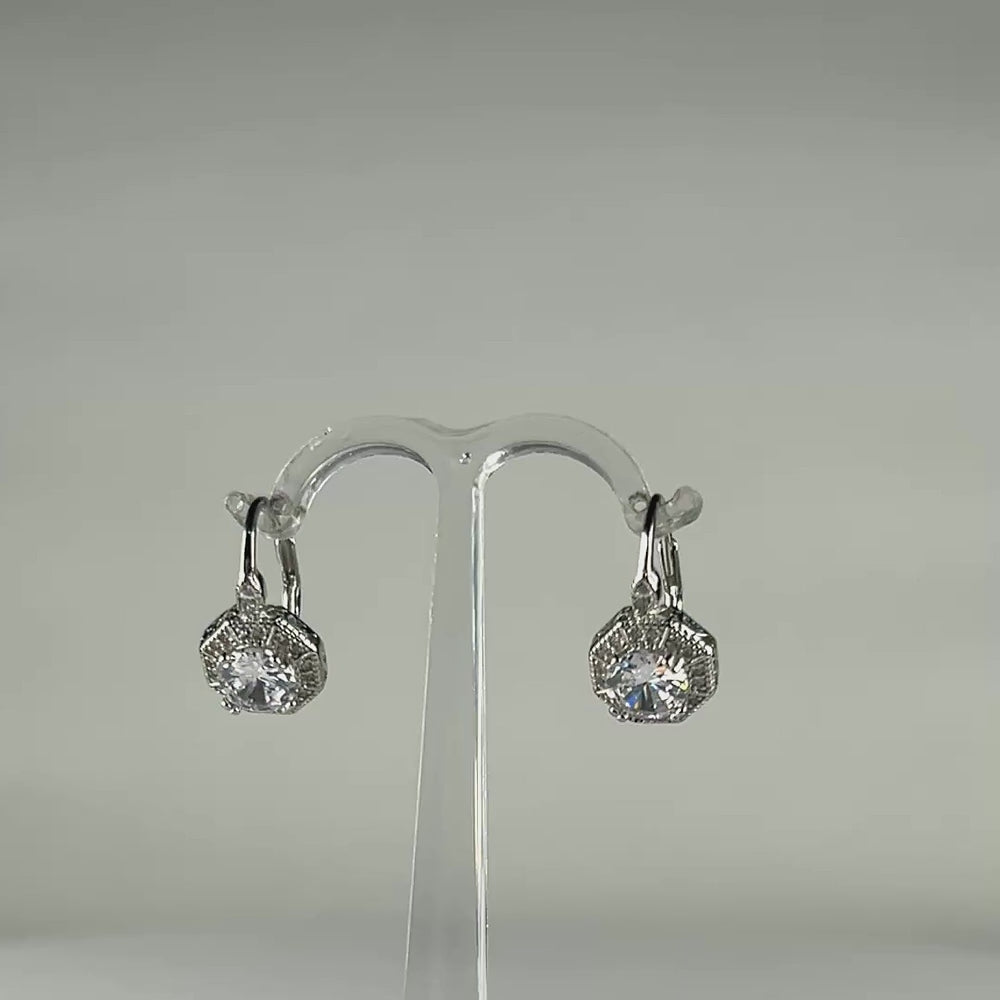 Cercei drop zirconia leverback din argint 925 pentru femei - video prezentare