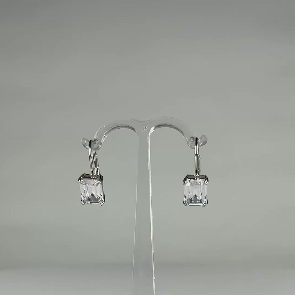 Cercei drop din argint 925 cu zirconia si sistem leverback - video prezentare