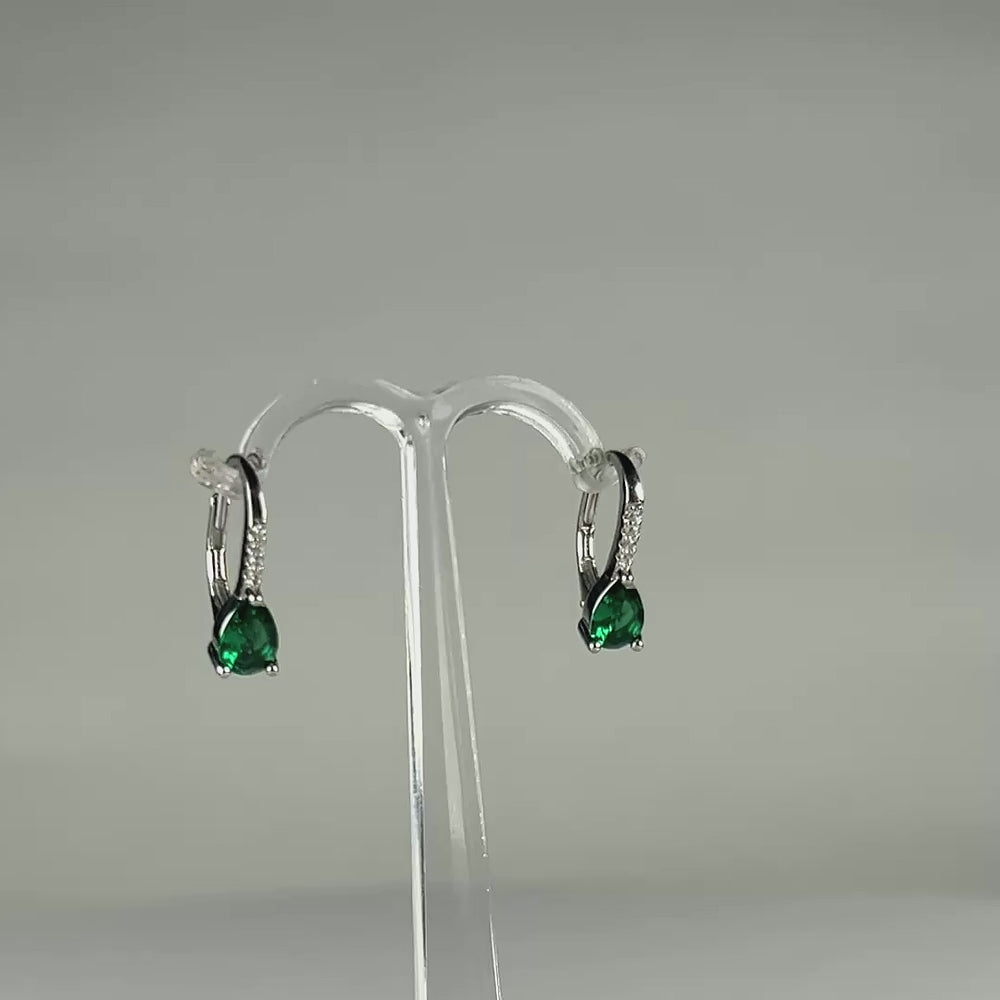 Cercei drop zirconia cu prindere leverback din argint 925 - video prezentare