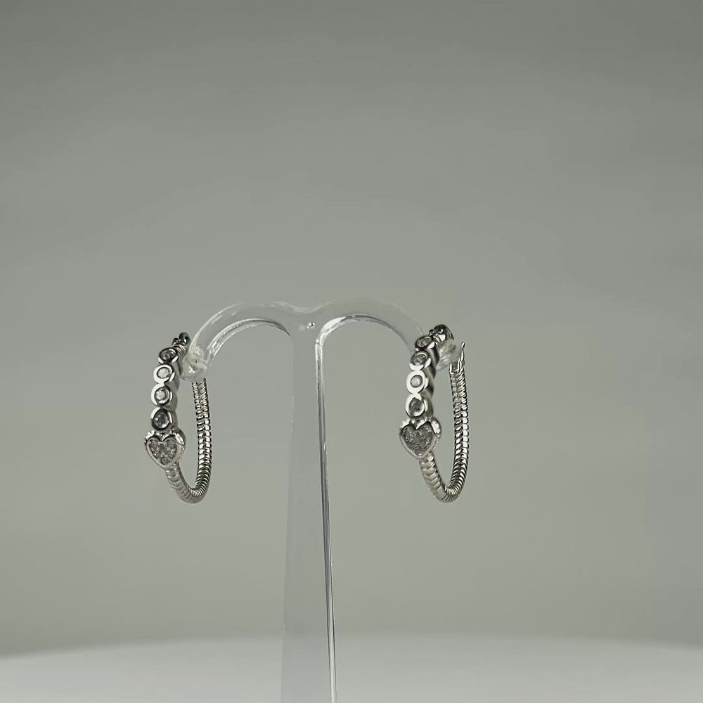 Cercei creole argint 925 cu zirconia - 20mm - video prezentare