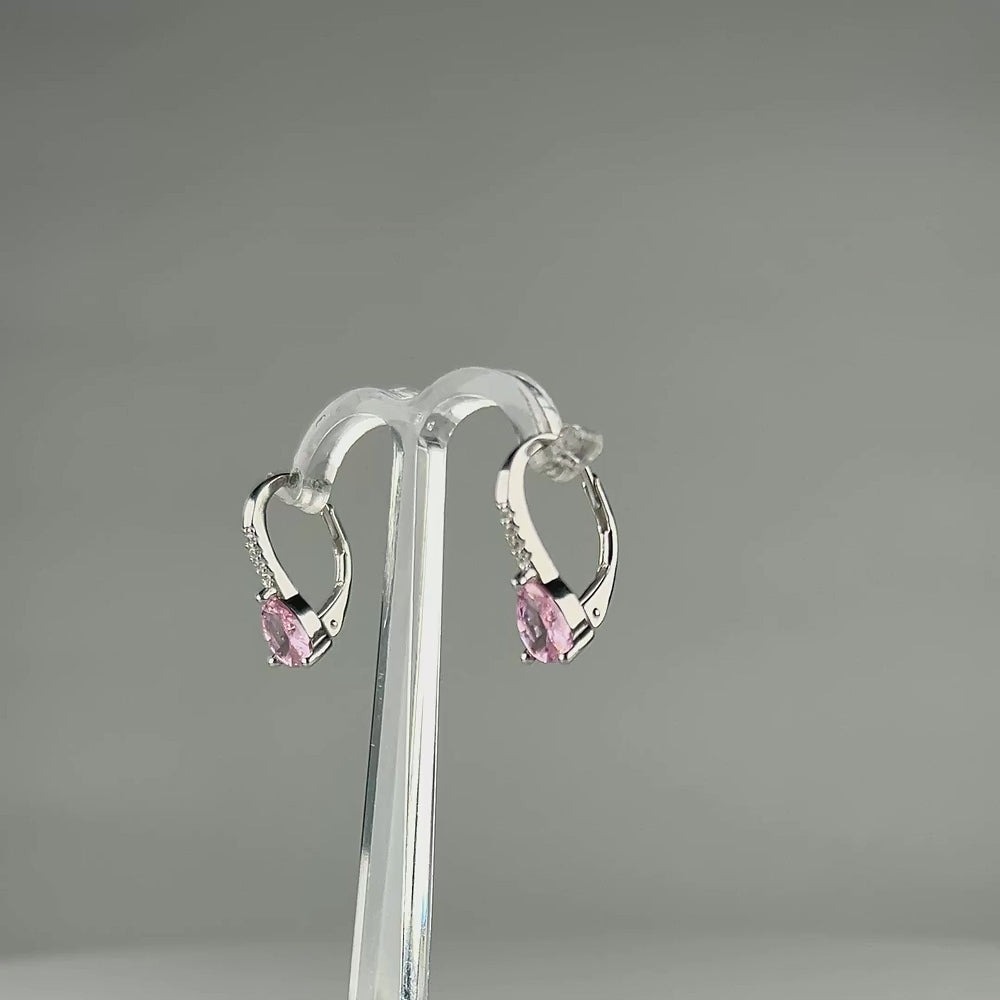 Cercei drop zirconia cu prindere leverback din argint 925 - video prezentare