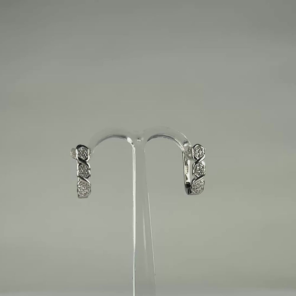 Cercei drop zirconia cu prindere leverback din argint 925 - video prezentare