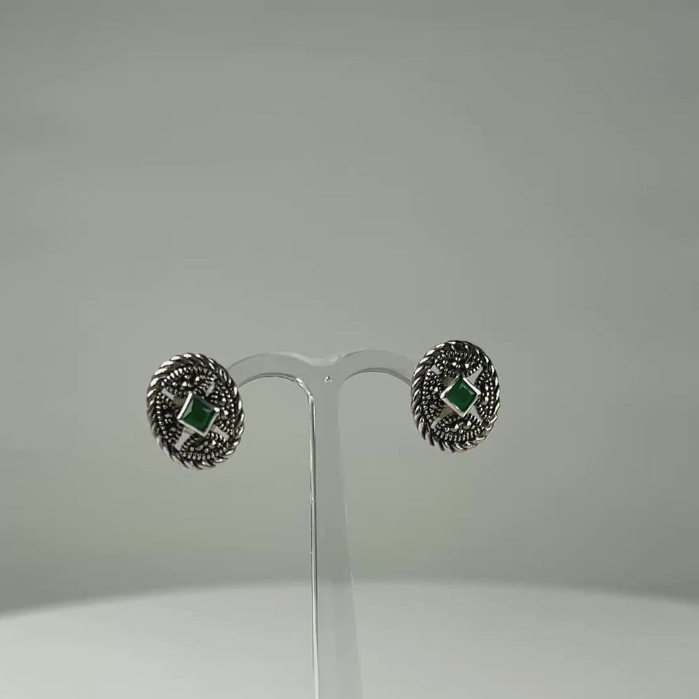 Cercei marcasite cu surub si fluture din argint 925 - video prezentare